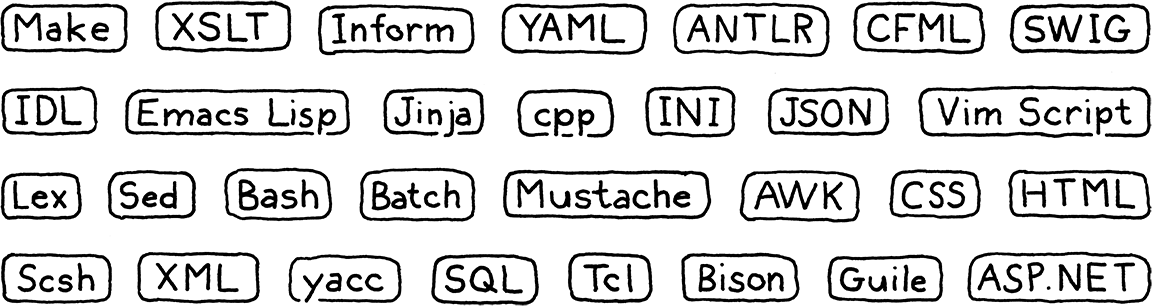 Một vài little languages ngẫu nhiên.