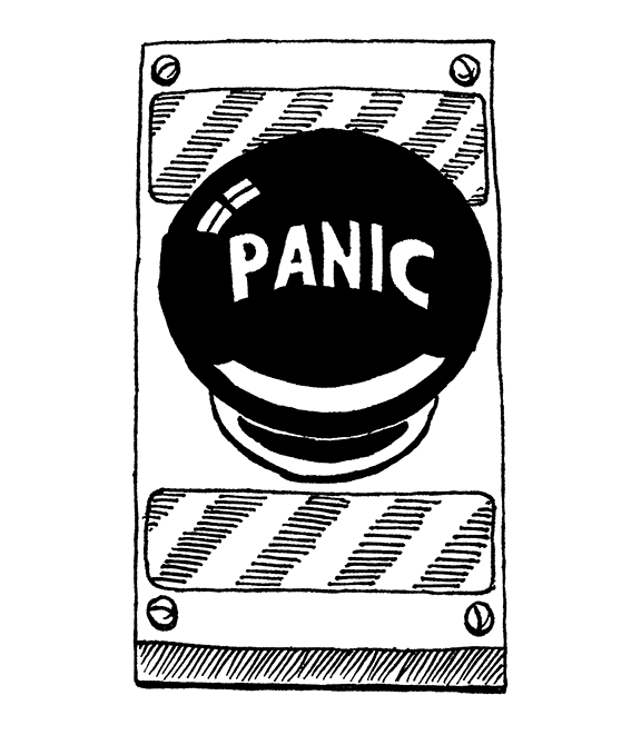 Một nút 'PANIC' to và bóng loáng.